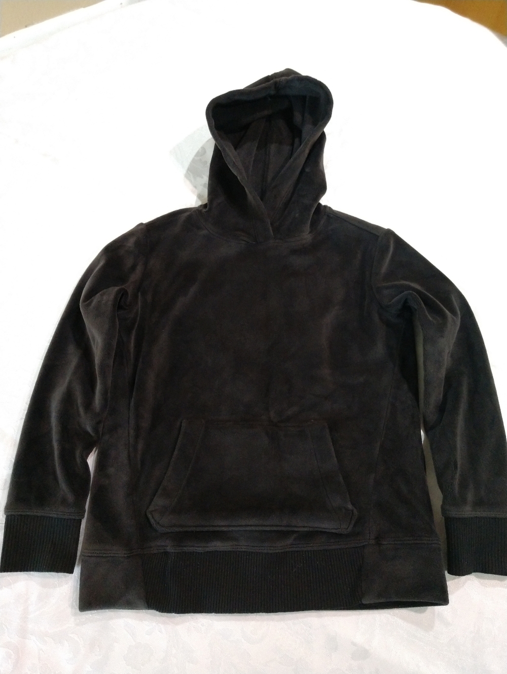 Wonder Nation Little Girl's Black Velour Hoodie Pullover Size Small 6 6X